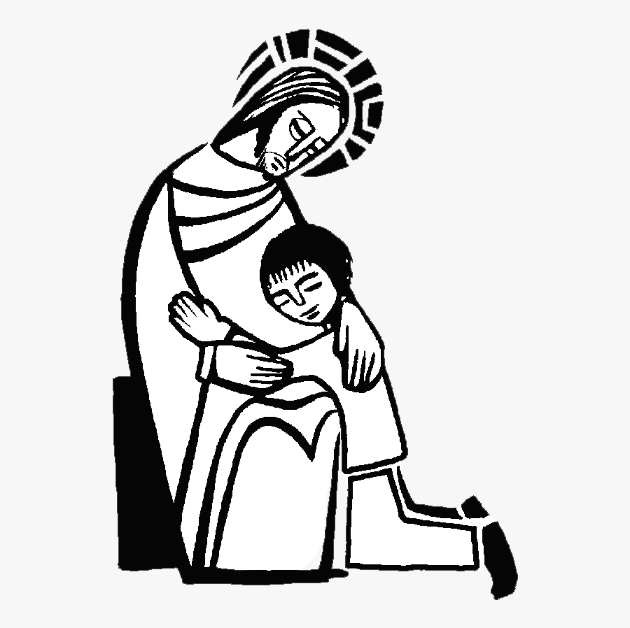 drawing of jesus hugging penitent