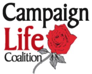 words campaign for life and red rose