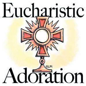 drawing of monstrance and words eucharistic adoration