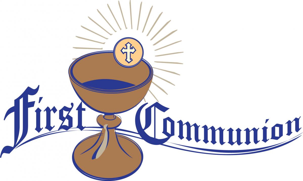 words first communion and chalice and host banner