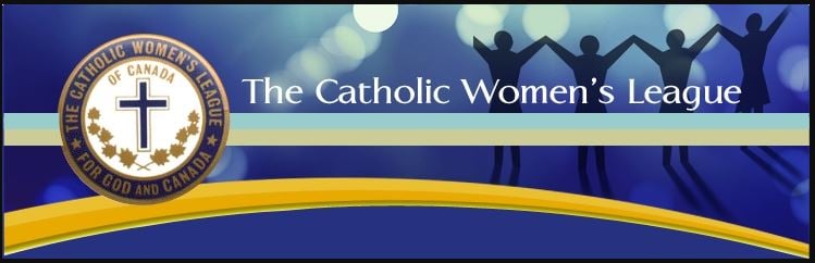 Logo for the Catholic Women's League including cross and motto For God and Canada