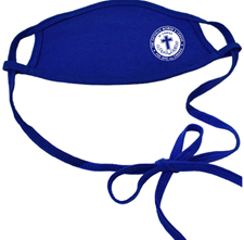 royal blue colour cloth mask with CWL logo printed on it