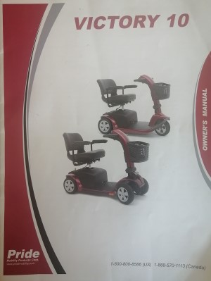 picture of the manual for Pride Victory 10 scooter