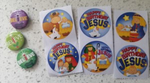 Christmas pins 2/$1 & sticker strips 3/$1