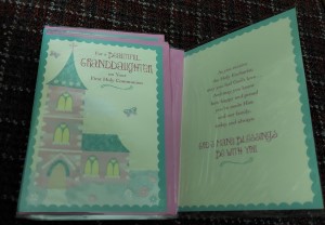 First Communion card granddaughter $1 each