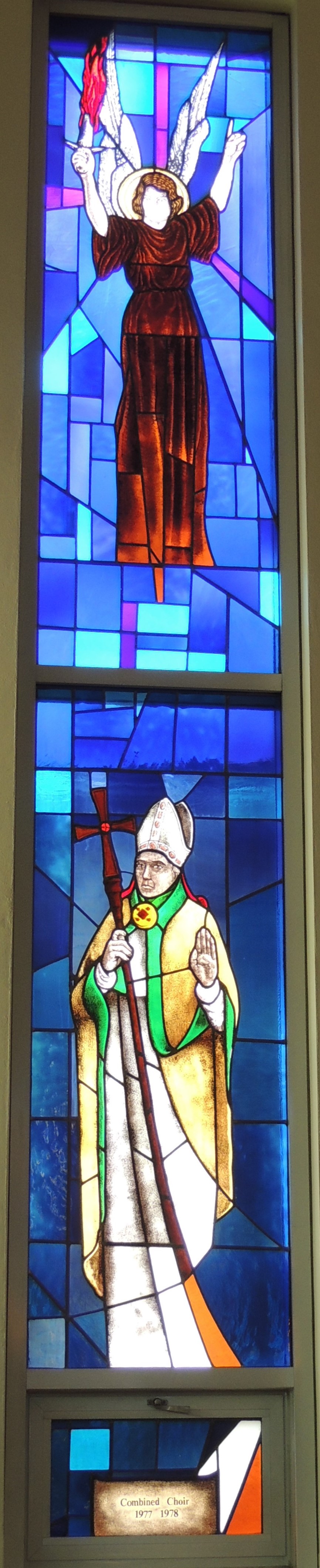 Cardinal Philip Pocock and angel - stained glass window