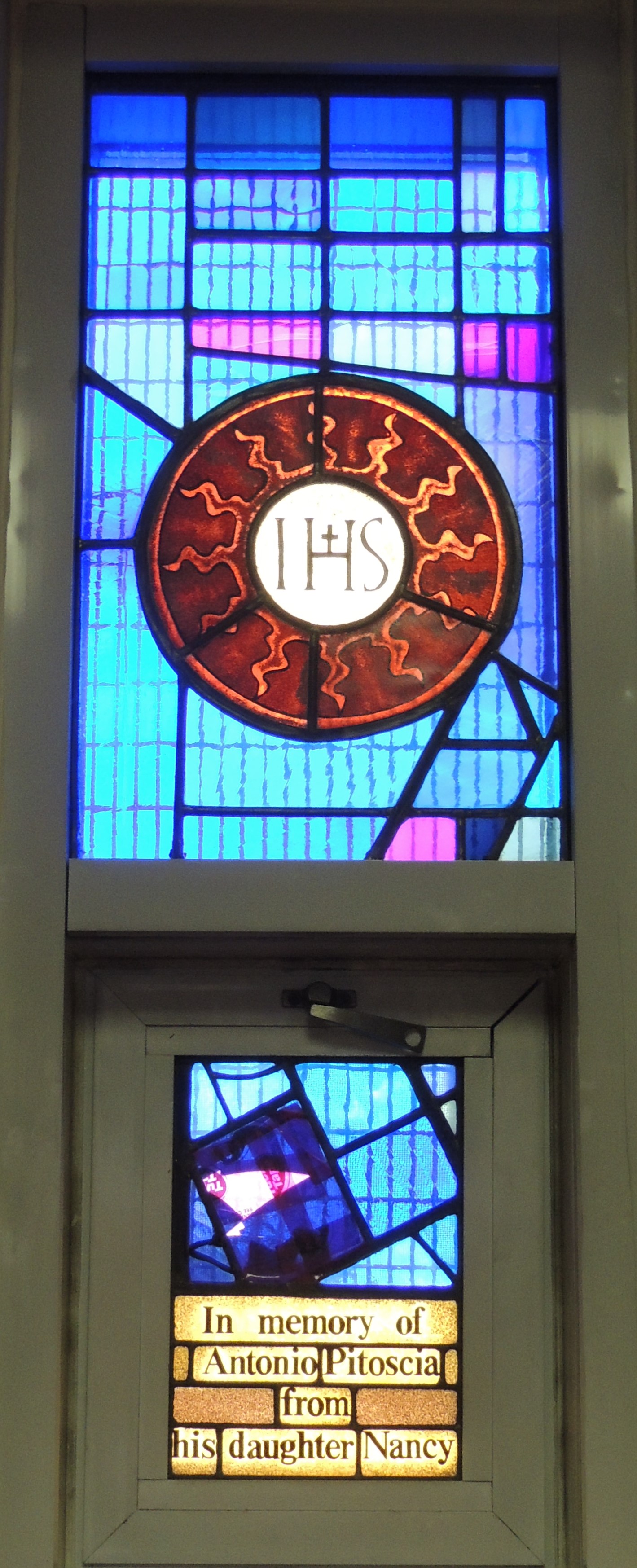 IHS Monogram  - stained glass window